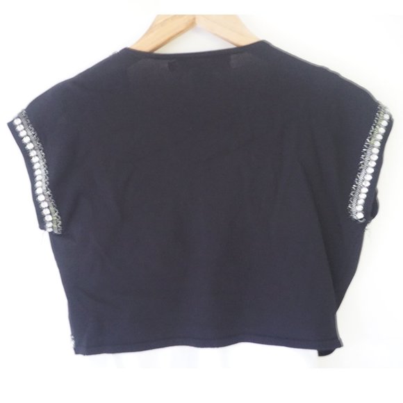 RAMPAGE BLACK RHINESTONE TRIM SILK BOLERO SIZE M - Picture 2 of 4